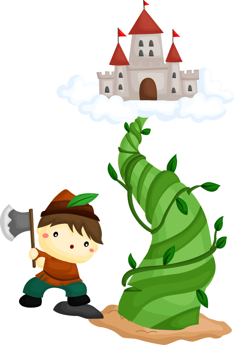jack cutting down the magic beanstalk.