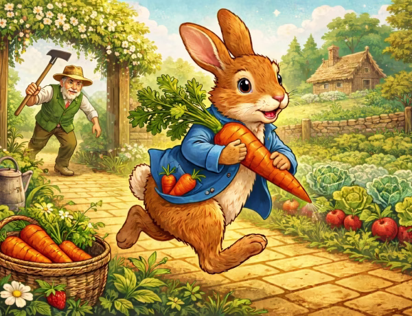 Peter Rabbit stealing food