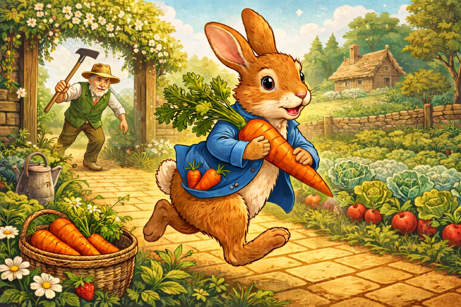 Peter Rabbit stealing food
