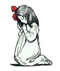 little girl saying her prayers in Christmas eve.