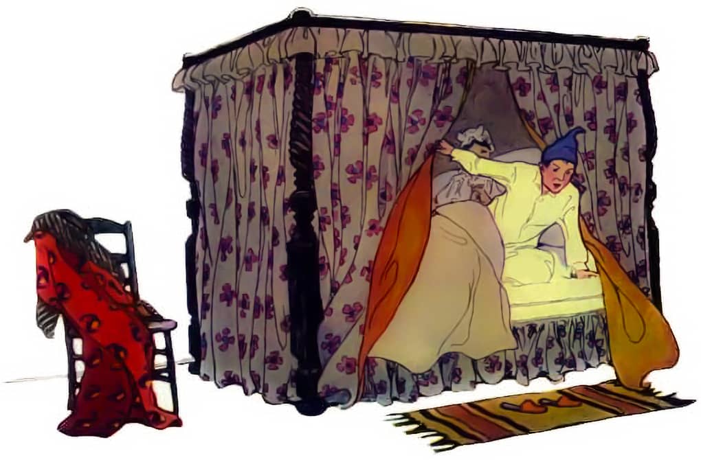 springing from bed.
