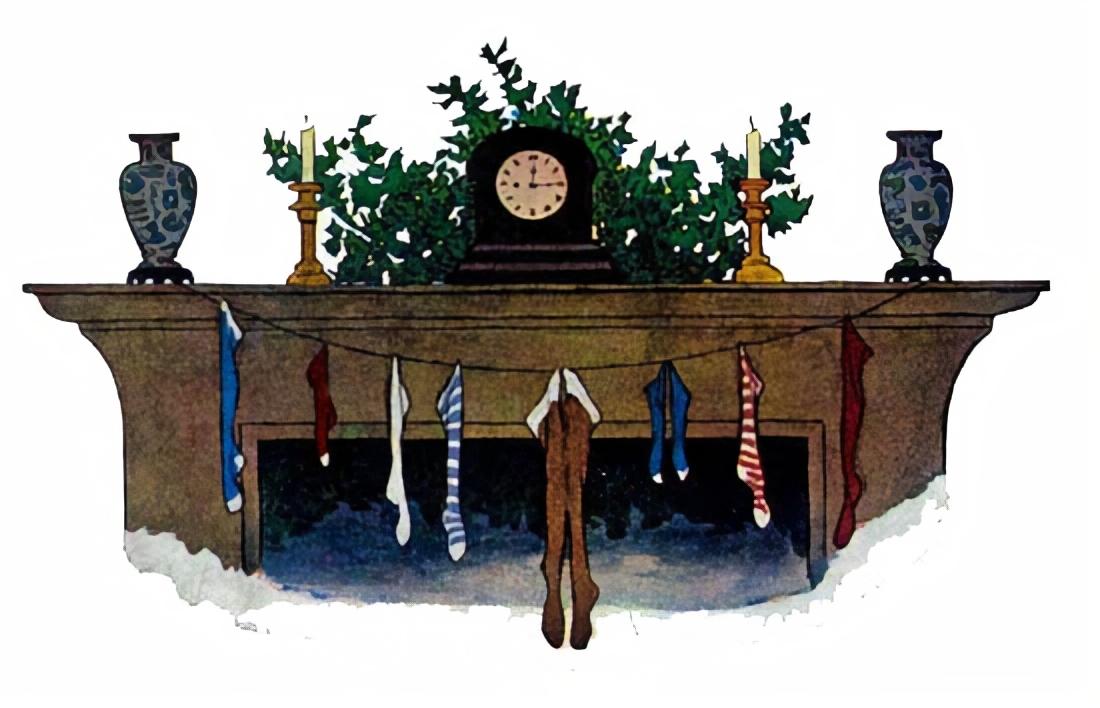 stockings hung by fireplace.