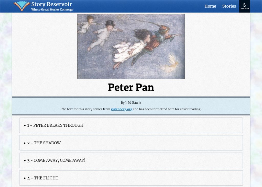 Peter Pan with Collaspable chapter.