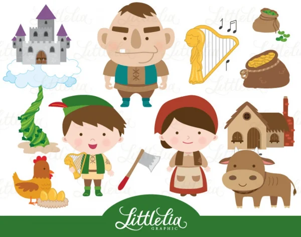 Jack and the beanstalk cute clip art.